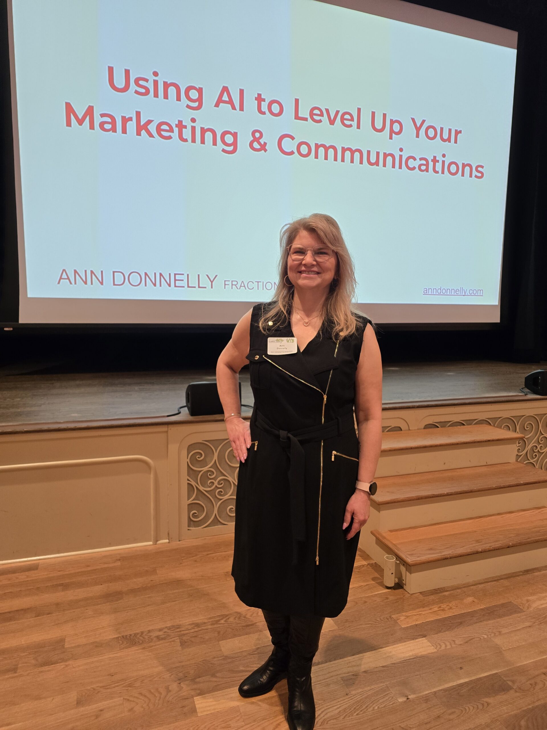 Ann Donnelly presenting Using AI to Level Up Your Marketing & Communications at the Park Theater Glens Falls